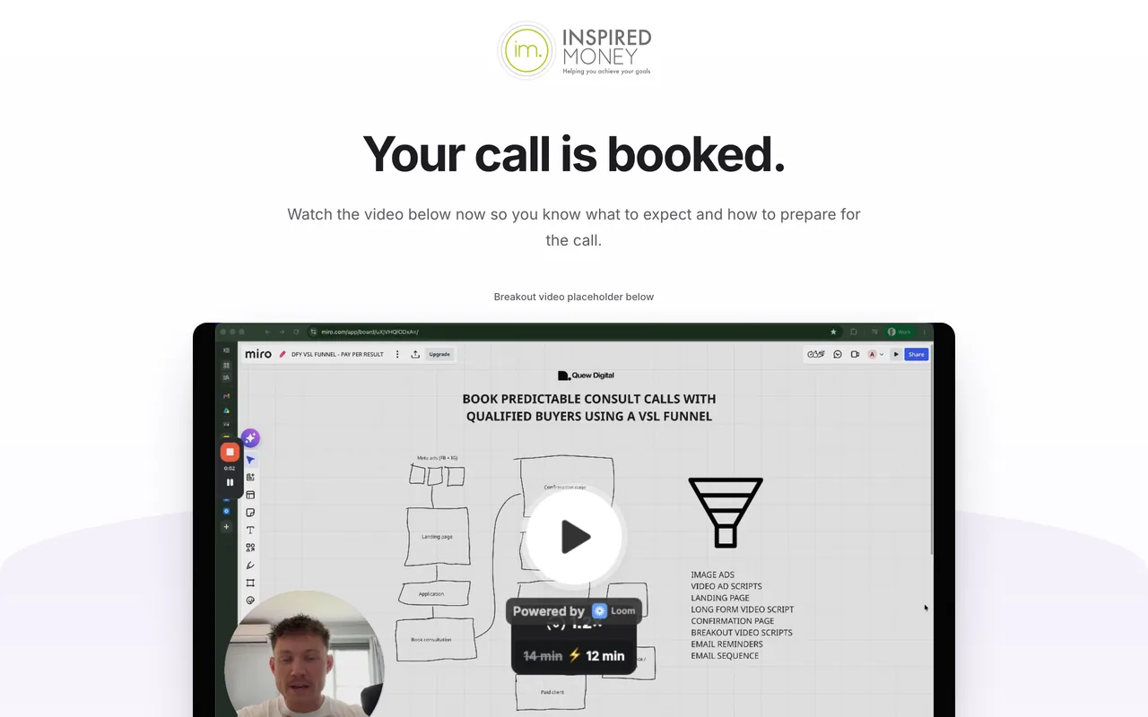 Confirmation page preview