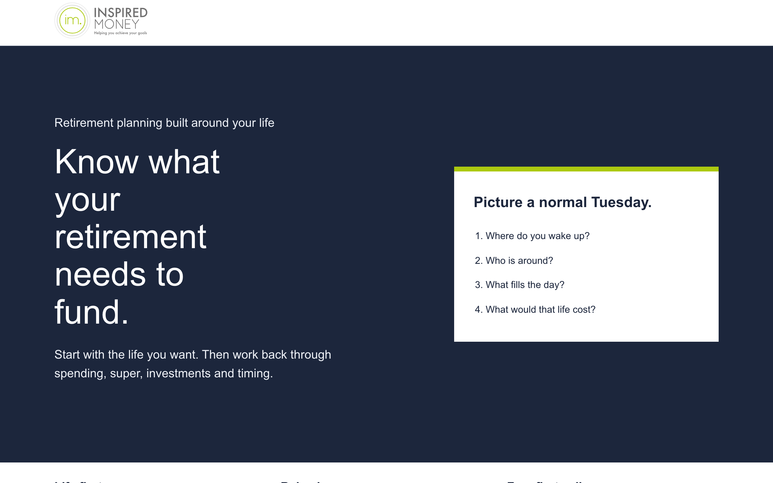 Landing page preview for Inspired Money